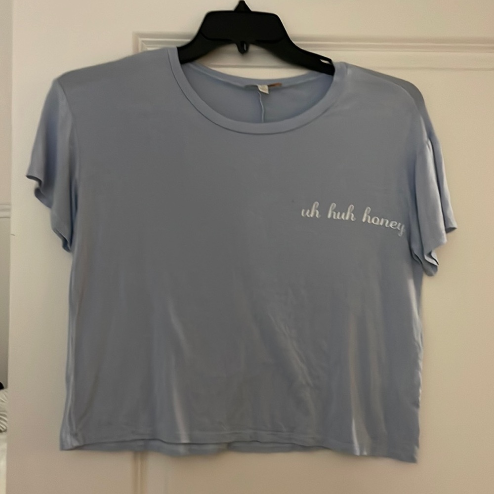 Light Blue Gianni Bini Crop T-Shirt